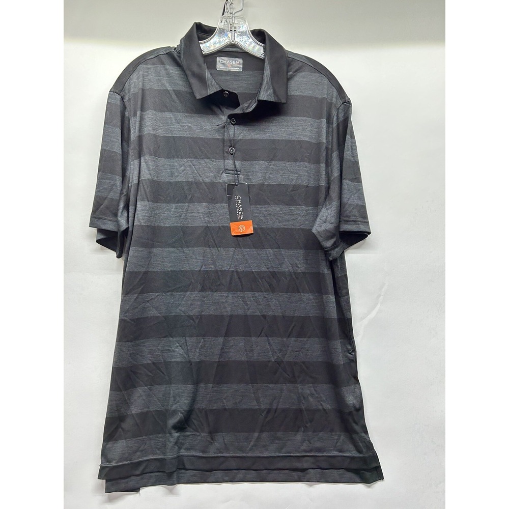 Chase 54 Mens XL Grey/Black Striped Polo Shirt NEW (A3)